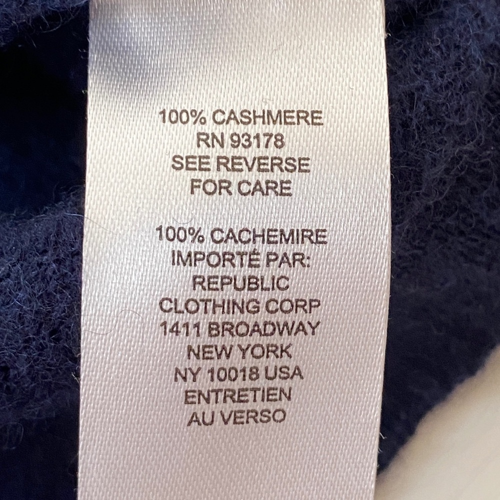 TAHARI 100% Cashmere Dark Blue Short Cap Sleeve Sweater Top Size M - Picture 9 of 11